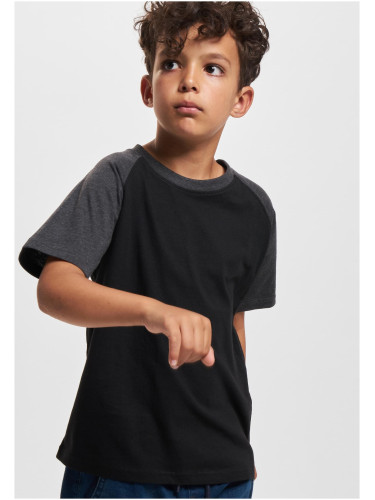 Boys Raglan Contrast Tee Black/Charcoal
