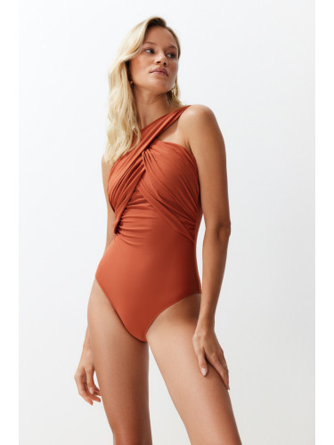 Trendyol Tile Barbell Collar Draped Regular Swimsuit