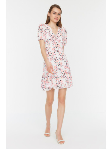 Trendyol Ecru Floral Pattern Woven Dress