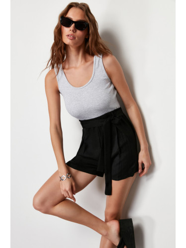 Trendyol Black Belted Knitted Mixed Mini Woven Jumpsuit