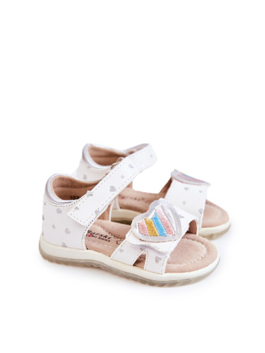 Children's leather sandals with a heart white Elianna