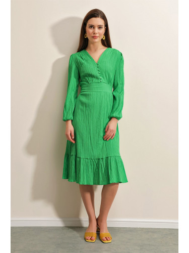 Bigdart 2371 Ruffle Woven Dress - Green