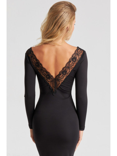 Cool & Sexy Women's Black Lace Detailed Midi Dress