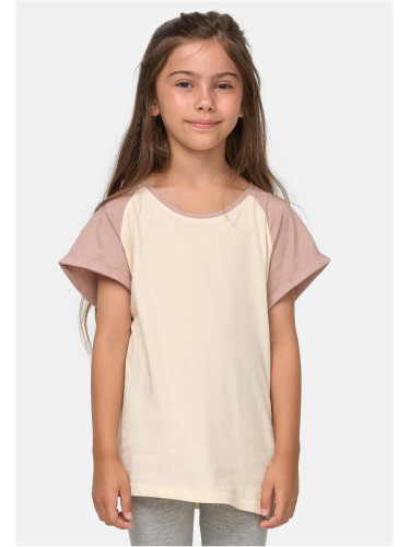 Girls Contrast Raglan Tee whitesand/duskrose