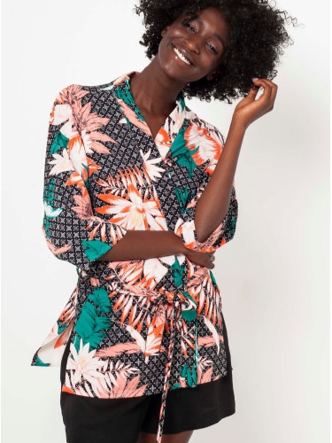 Black Flowered Kimono with CAMAIEU Binding - Women