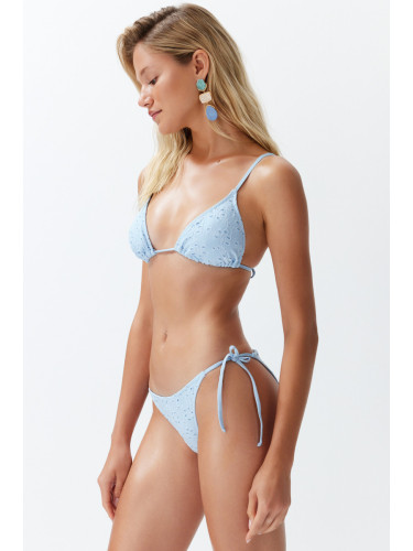 Trendyol Blue Triangle Tie Premium Fabric Regular Bikini Set