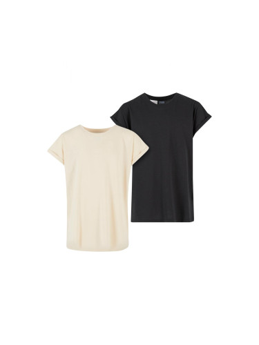Girls' Extended Shoulder Tee - 2 Pack Cream/Black