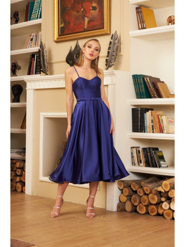 Carmen Strapless Purple Satin Midi Promise And Engagement Dress