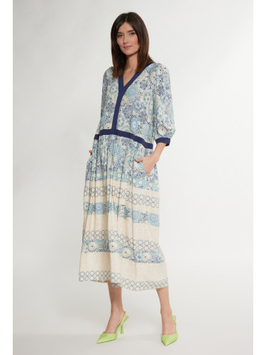 MONNARI Woman's Midi Dresses Patterned Midi Dress Multi Blue