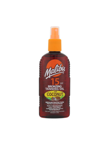 Malibu Bronzing Tanning Oil Coconut SPF15 Слънцезащитна козметика за тяло за жени 200 ml