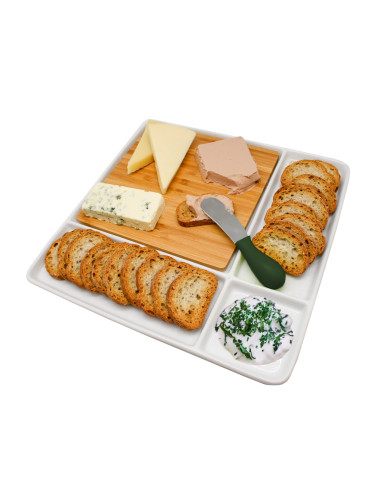 Порцеланово плато Nerthus с бамбукова дъска за рязане