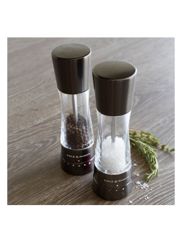 Комплект мелнички за сол и пипер COLE & MASON DERWENT GUNMETAL цвят графит с механизъм за прецизност - 19 см