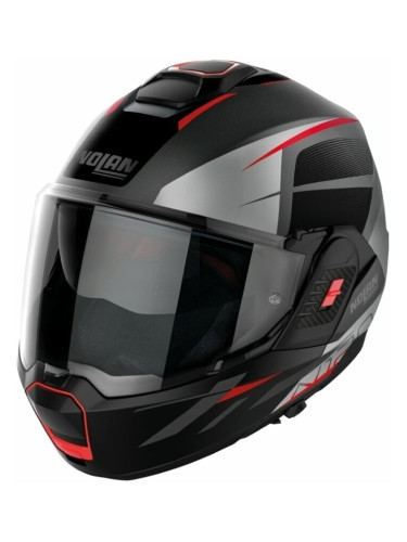 Nolan N120-1 Nightlife N-Com Flat Lava Grey Red/Silver/Black M Каска