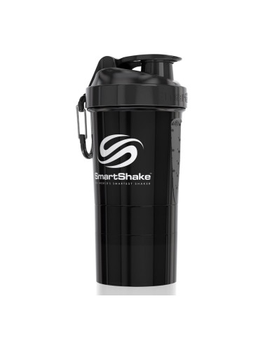 Smartshake Original2GO спортен шейкър + контейнер боя Gun Smoke Black 600 мл.