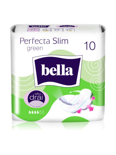 BELLA Perfecta Slim Green санитарни кърпи 10 бр.
