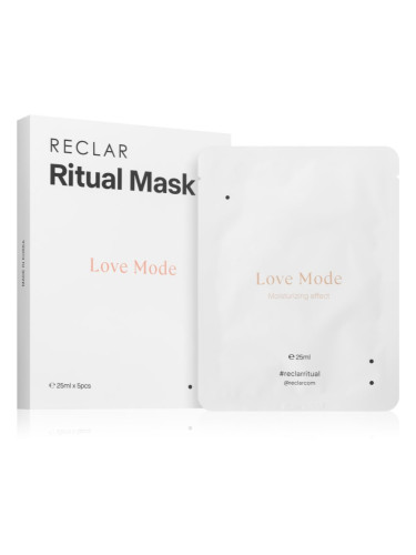 RECLAR Ritual Mask Love Mode Платнена маска за лице за еднократна употреба за всички типове кожа на лицето 5 бр.