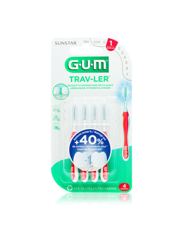 G.U.M Trav-Ler Interdental четки за междузъбно пространство 0,8 mm 4 бр.