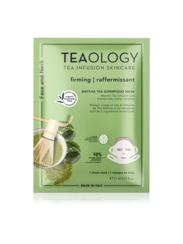 Teaology Matcha Tea Superfood Mask стягаща платнена маска за контурите на лицето с матча 21 мл.