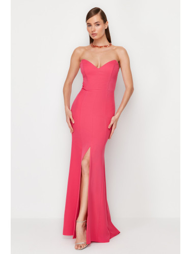 Trendyol Fuchsia Fitted Woven Elegant Evening Dress