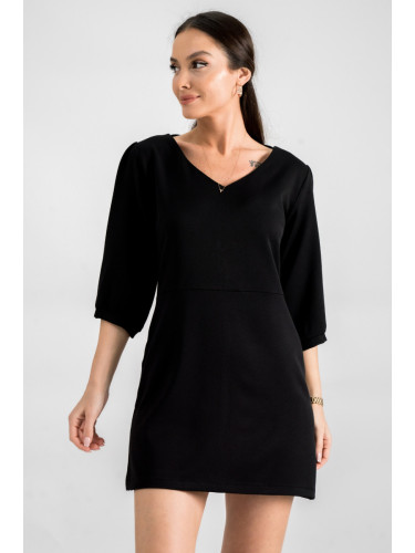 armonika Women's Black Front Back V-Neck Tie Back Detail Mini Dress