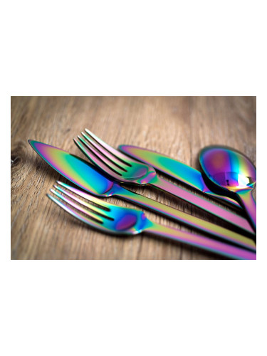 Комплект прибори за хранене HERDMAR SPIGA с PVD покритие Rainbow (дъга) - 36 части