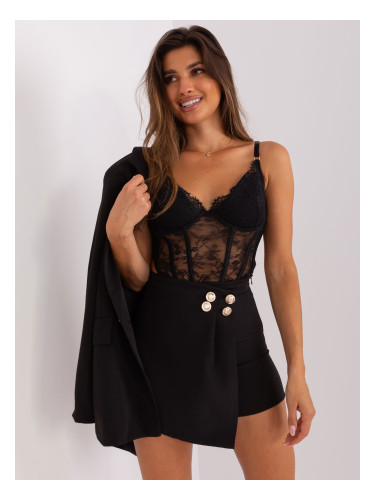 Elegant black set with decorative buttons