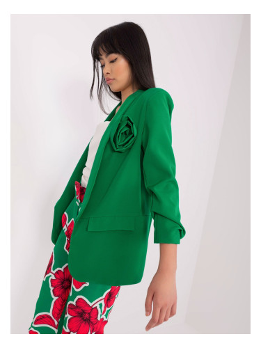 Green elegant jacket with flower