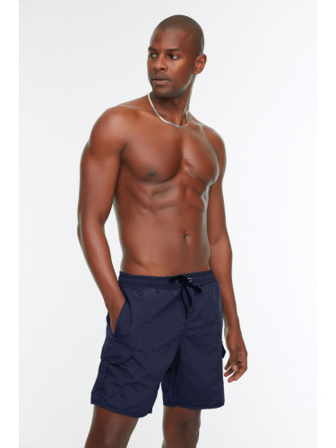 Trendyol Navy Blue Standard Size Swim Shorts with Cargo Pocket