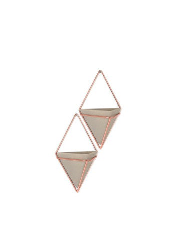 Комплект декорация за стена UMBRA TRIGG от 2 части - цвят пясъчно сиво и мед