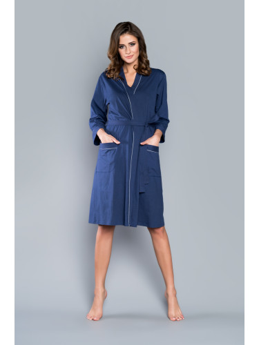 Megan 3/4 sleeve bathrobe - navy blue