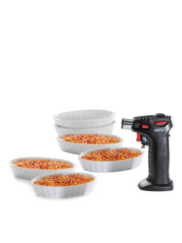 Комплект за крем брюле от 7 части GEFU CARMELLO с горелка