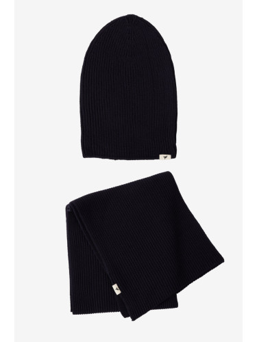 AC&Co / Altınyıldız Classics Men's Black Windproof Warm Knitwear Scarf-Beanie Set