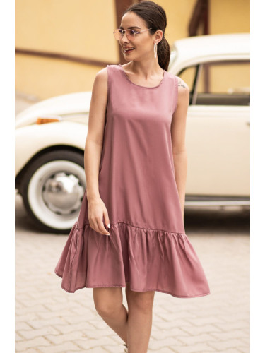 armonika Women's Dried Rose Sleeveless Skirt with Ruffles Dress