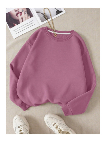 Know Women's Lilac Purple Plain Crewneck Sweatshirt.
