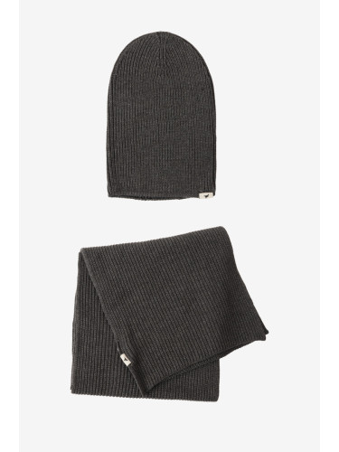 AC&Co / Altınyıldız Classics Men's Gray Melange Windproof Warm Knitwear Scarf-Beanie Set