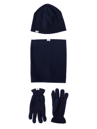 ALTINYILDIZ CLASSICS Men's Navy Blue Anti-pilling Warm Water Repellent Fleece Beanie Neck Collar Gloves Set