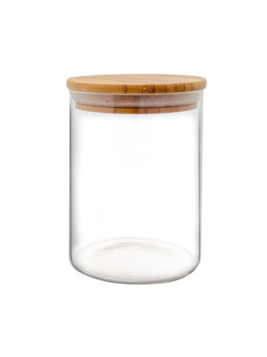 Стъклен канистер за съхранение Nerthus с бамбуков капак - 700 мл