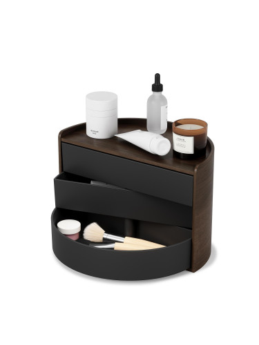 Кутия за бижута и аксесоари UMBRA MOONA - цвят черен с дървесен орехов фладер