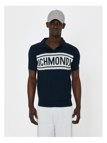 Richmond X Тениска с яка и копчета Peiale UMP24216PO Тъмносин Regular Fit