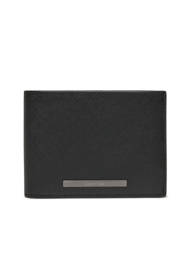 Calvin Klein Голям мъжки портфейл Modern Bar Trifold 10Cc W/Coin K50K511700 Черен