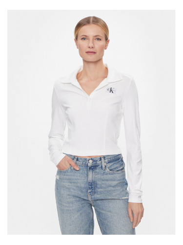 Calvin Klein Jeans Блуза Polo Collar Milano Regular Top J20J222556 Бял Regular Fit