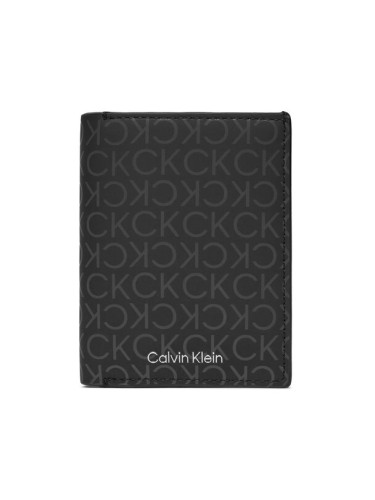 Calvin Klein Голям мъжки портфейл Rubberized Trifold 6Cc W/Detach K50K511379 Черен