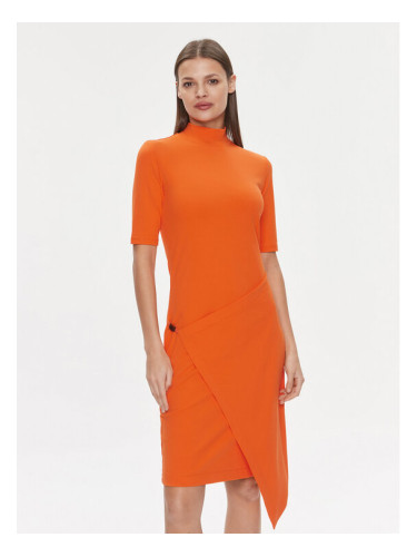 Calvin Klein Ежедневна рокля Stretch Jersey Asymmetric Dress K20K206498 Оранжев Slim Fit