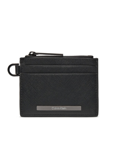 Calvin Klein Малък мъжки портфейл Modern Bar Cardholder 4Cc W/Zip K50K511670 Черен