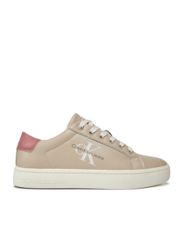 Calvin Klein Jeans Сникърси Classic Cupsole Laceup YW0YW01269 Екрю