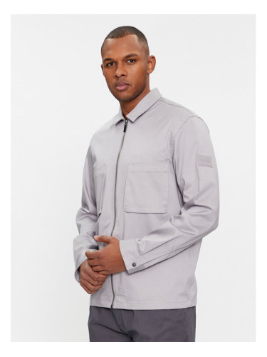 Calvin Klein Преходно яке Cotton 3D Pockets Overshirt K10K112356 Сив Regular Fit