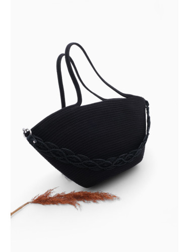 Marjin Women's Handmade Knitted Shoulder Bag Merde Black