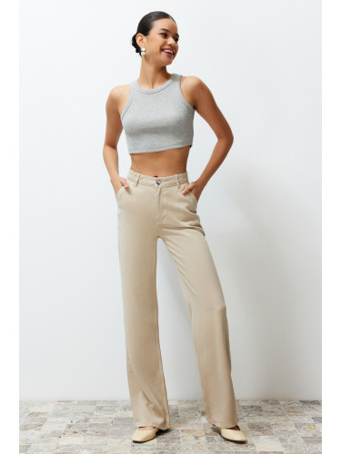 Trendyol Beige More Sustainable 100% Tencel™ Low Waist Wide Leg Jeans
