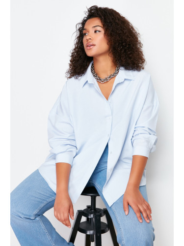 Trendyol Curve Blue Oversize Woven Shirt