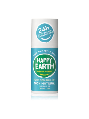 Happy Earth 100% Natural Deodorant Roll-On Cedar Lime рол-он 75 мл.